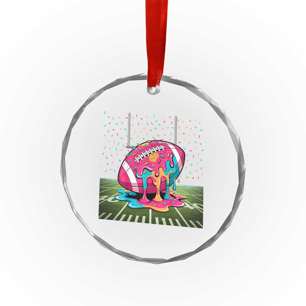 American Football Sprinkles Ice Cream Drip Field Goal Crystal Glass Ornament - Wonder Print Shop