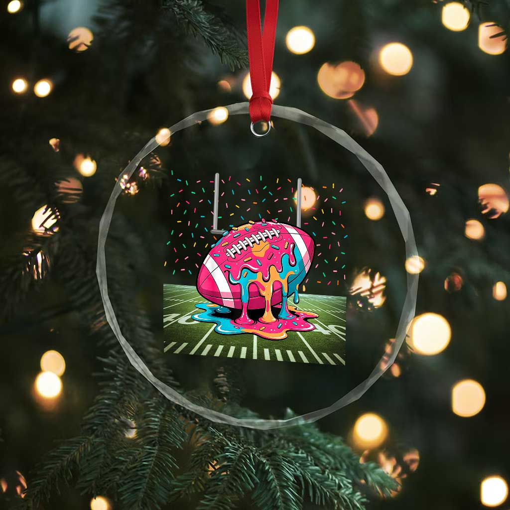 American Football Sprinkles Ice Cream Drip Field Goal Crystal Glass Ornament - Wonder Print Shop