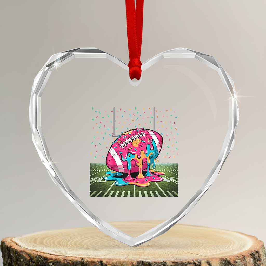 American Football Sprinkles Ice Cream Drip Field Goal Heart Crystal Glass Ornament - Wonder Print Shop