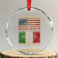 American Grown Italian Roots Crystal Glass Ornament USA Italy Flag Family Tree Italian - Wonder Print Shop