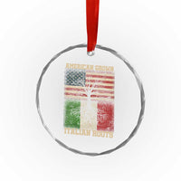 American Grown Italian Roots Crystal Glass Ornament USA Italy Flag Family Tree Italian - Wonder Print Shop