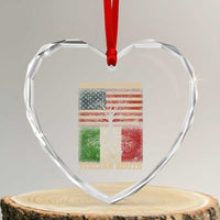American Grown Italian Roots Heart Crystal Glass Ornament USA Italy Flag Family Tree Italian - Wonder Print Shop