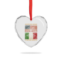 American Grown Italian Roots Heart Crystal Glass Ornament USA Italy Flag Family Tree Italian - Wonder Print Shop