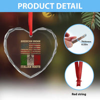 American Grown Italian Roots Heart Crystal Glass Ornament USA Italy Flag Family Tree Italian - Wonder Print Shop