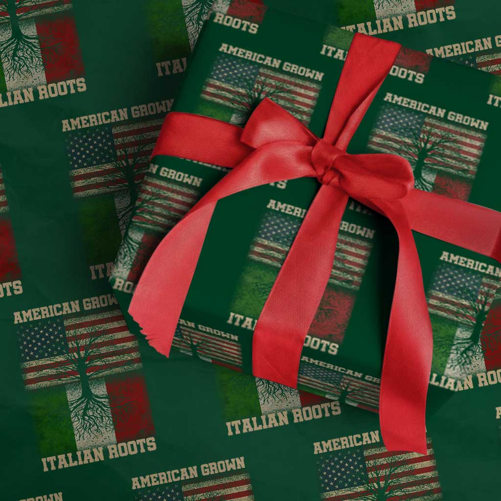 American Grown Italian Roots Wrapping Paper Roll USA Italy Flag Family Tree Italian - Wonder Print Shop