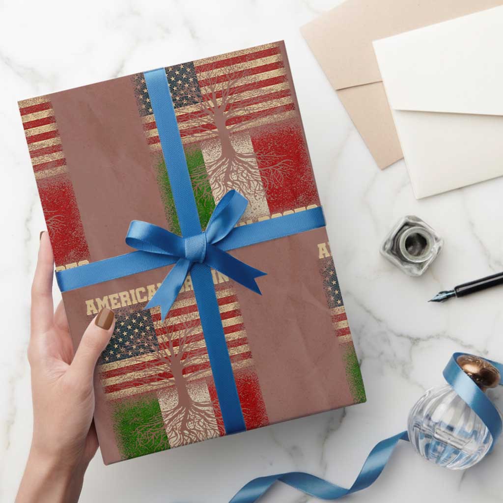 American Grown Italian Roots Wrapping Paper Roll USA Italy Flag Family Tree Italian - Wonder Print Shop