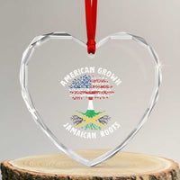 American Grown Jamaican Roots Heart Crystal Glass Ornament Retro USA Jamaica Flag - Wonder Print Shop