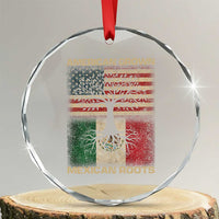 American Grown Mexican Roots Crystal Glass Ornament Retro Mexico America Flag