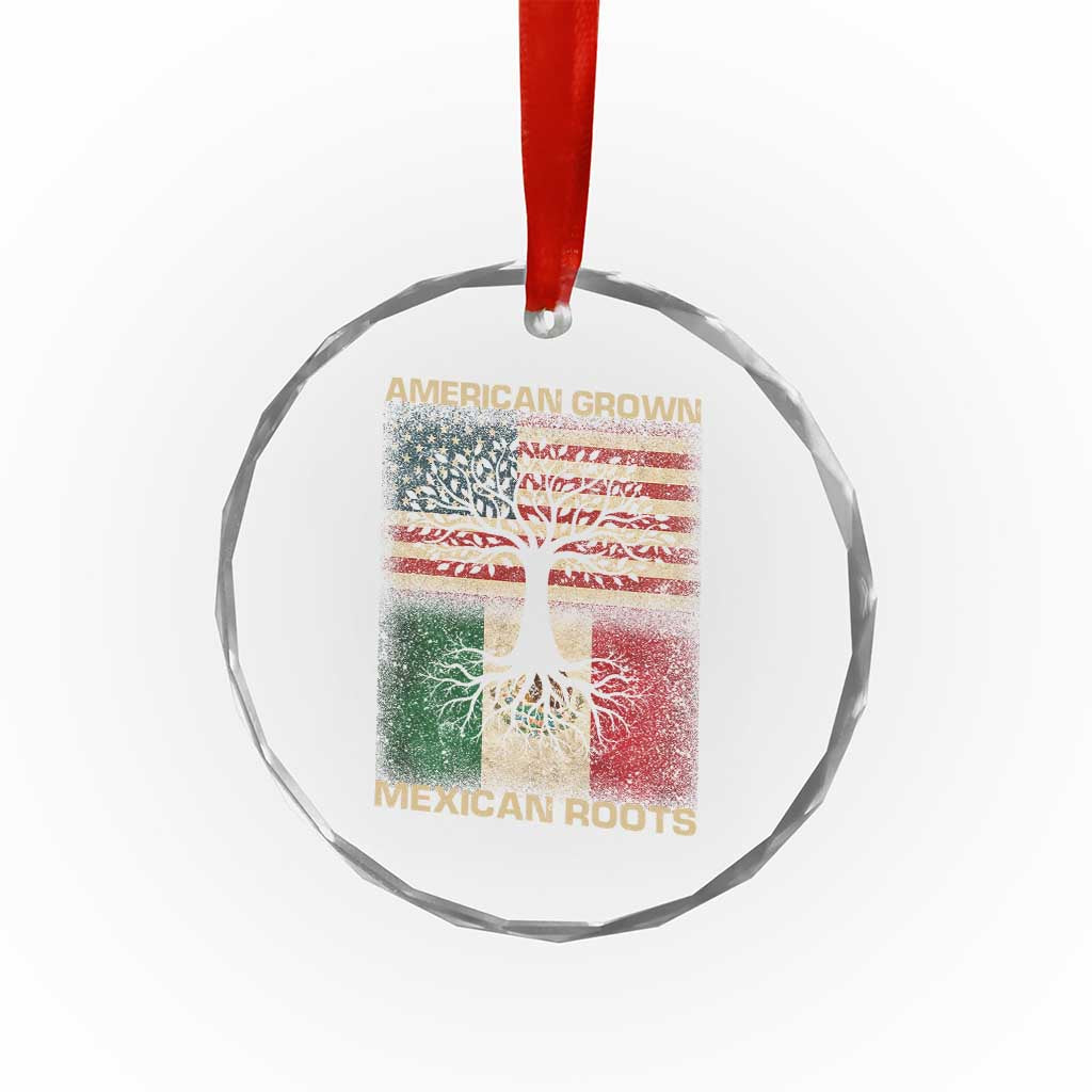 American Grown Mexican Roots Crystal Glass Ornament Retro Mexico America Flag