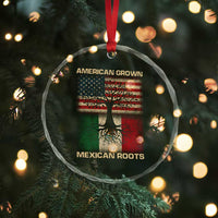 American Grown Mexican Roots Crystal Glass Ornament Retro Mexico America Flag