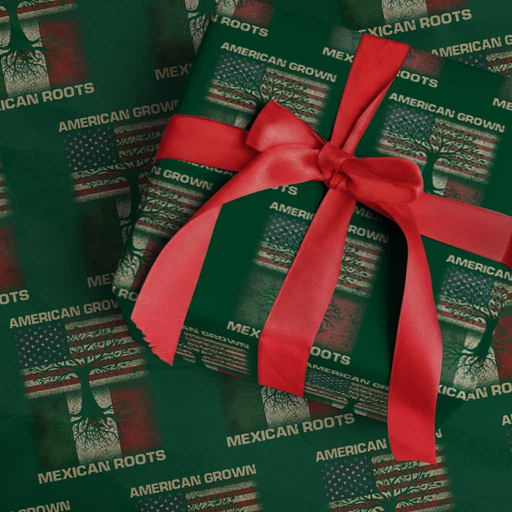 American Grown Mexican Roots Wrapping Paper Roll Retro Mexico America Flag