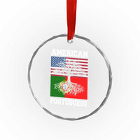 American Grown Portuguese Roots Crystal Glass Ornament Distressed Tree Portugal USA Flag - Wonder Print Shop