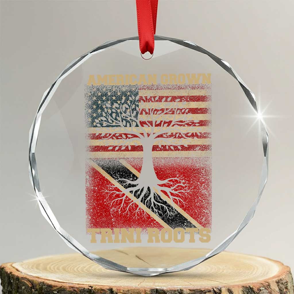 American Grown Trini Roots Crystal Glass Ornament Trinidad and Tobago USA Flag Trinidadian Proud Us TS10