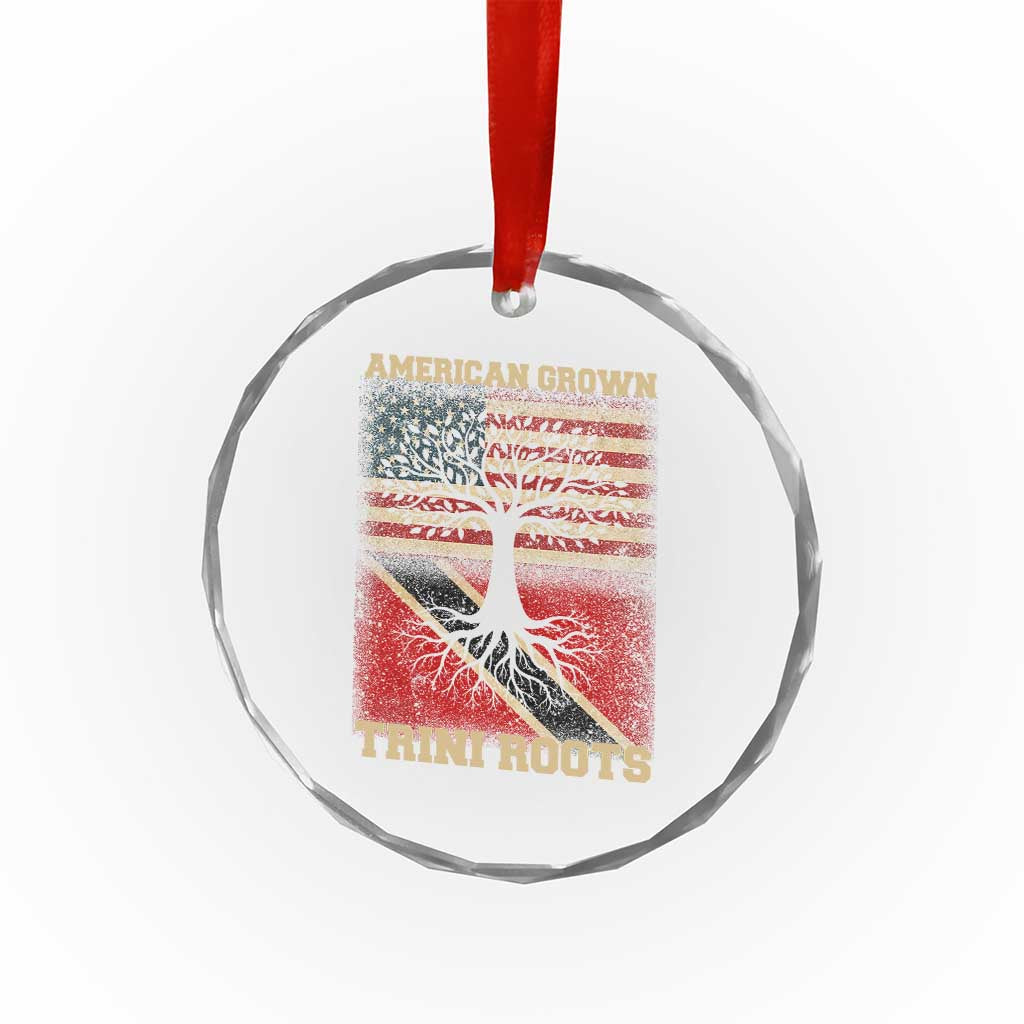 American Grown Trini Roots Crystal Glass Ornament Trinidad and Tobago USA Flag Trinidadian Proud Us TS10