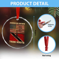 American Grown Trini Roots Crystal Glass Ornament Trinidad and Tobago USA Flag Trinidadian Proud Us TS10
