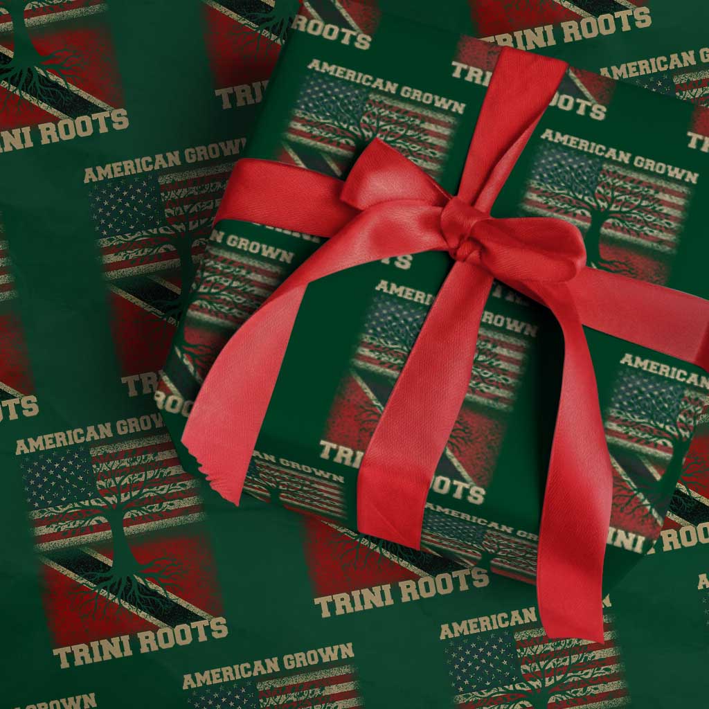 American Grown Trini Roots Wrapping Paper Roll Trinidad and Tobago USA Flag Trinidadian Proud Us - Wonder Print Shop