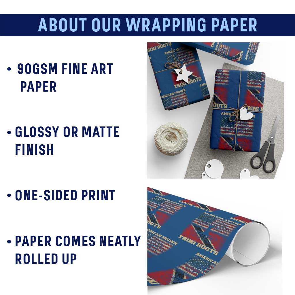 American Grown Trini Roots Wrapping Paper Roll Trinidad and Tobago USA Flag Trinidadian Proud Us - Wonder Print Shop