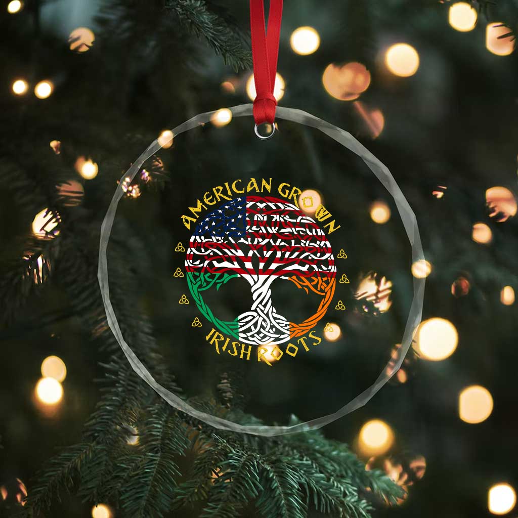 American Grown With Irish Roots Crystal Glass Ornament Irish American Tree - Wonder Print Shop