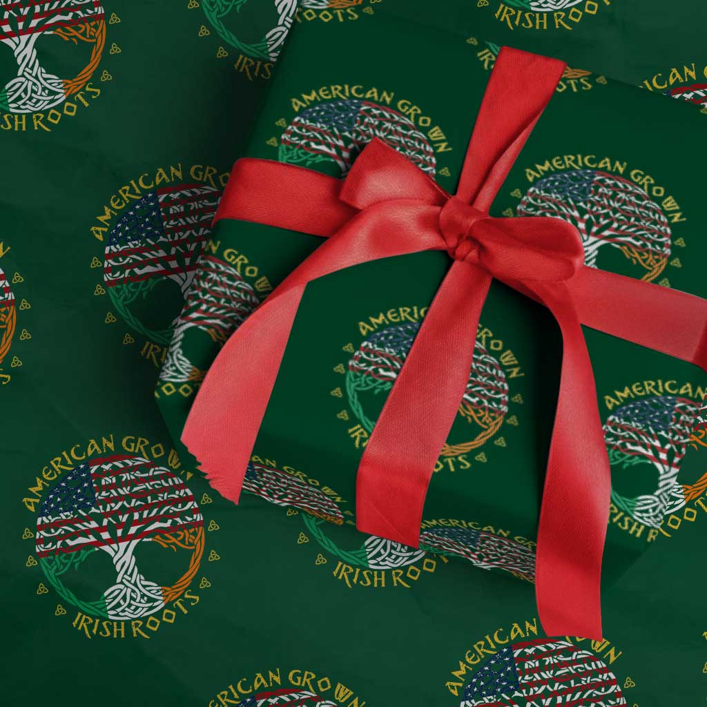 American Grown With Irish Roots Wrapping Paper Roll Irish American Tree - Wonder Print Shop
