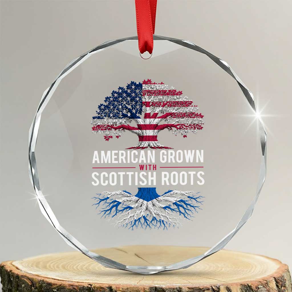 American Grown With Scottish Roots Crystal Glass Ornament Family Heritage USA Scotland Pride Gift
