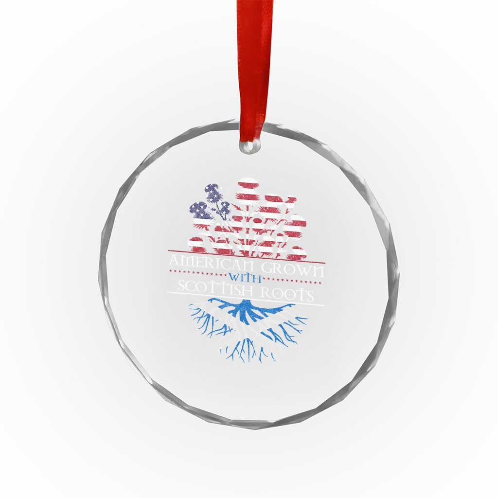 American Grown With Scottish Roots Crystal Glass Ornament Scottish American Heritage Thistle Flower - Wonder Print Shop