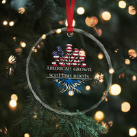 American Grown With Scottish Roots Crystal Glass Ornament Scottish American Heritage Thistle Flower - Wonder Print Shop