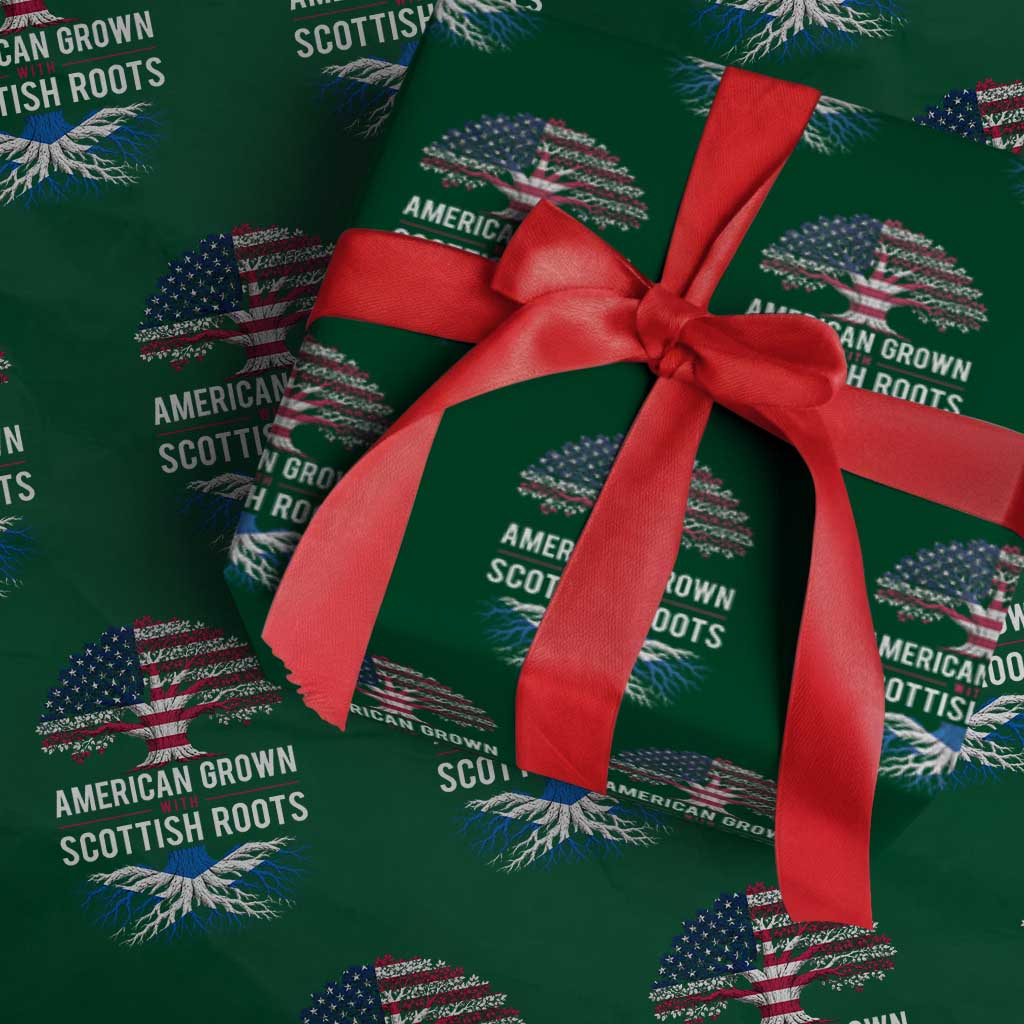 American Grown With Scottish Roots Wrapping Paper Roll Family Heritage USA Scotland Pride Gift