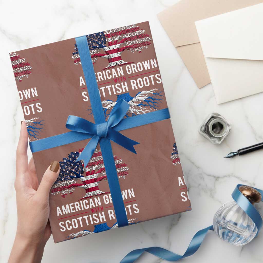 American Grown With Scottish Roots Wrapping Paper Roll Family Heritage USA Scotland Pride Gift