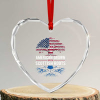 American Grown With Scottish Roots Heart Crystal Glass Ornament Family Heritage USA Scotland Pride Gift