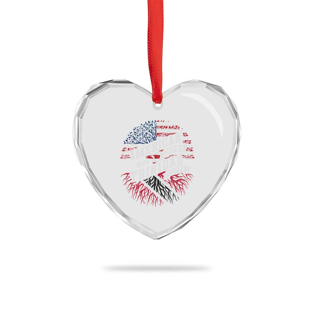 American Grown WIth Trinidad Roots Heart Crystal Glass Ornament Proud Trinidadian and Tobagonian Americans