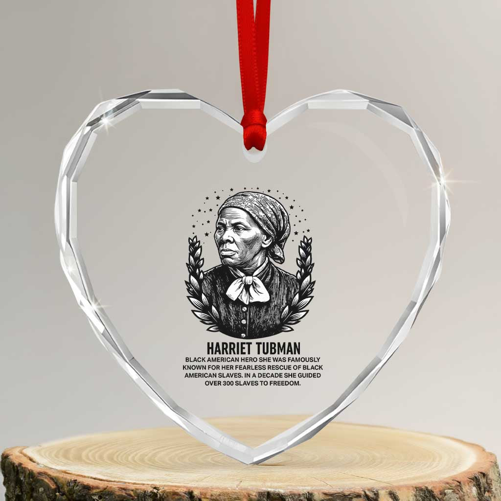 American Hero Harriet Tubman Heart Crystal Glass Ornament Black History Leader Gift - Wonder Print Shop