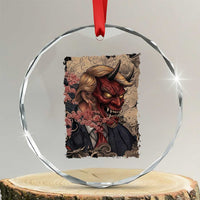 American Leader Oni Mask Japanese Ukiyoe Crystal Glass Ornament Political Parody Graphic