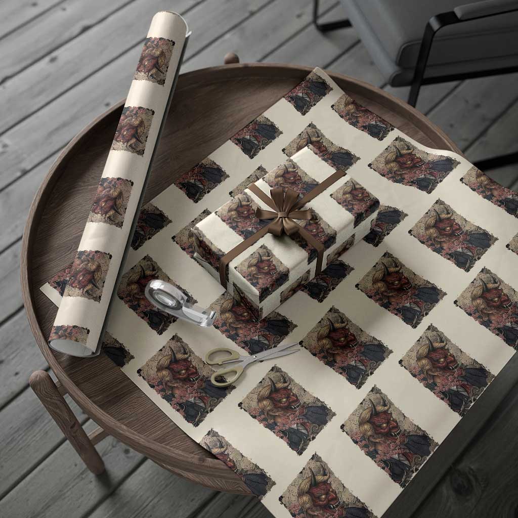 American Leader Oni Mask Japanese Ukiyoe Wrapping Paper Roll Political Parody Graphic