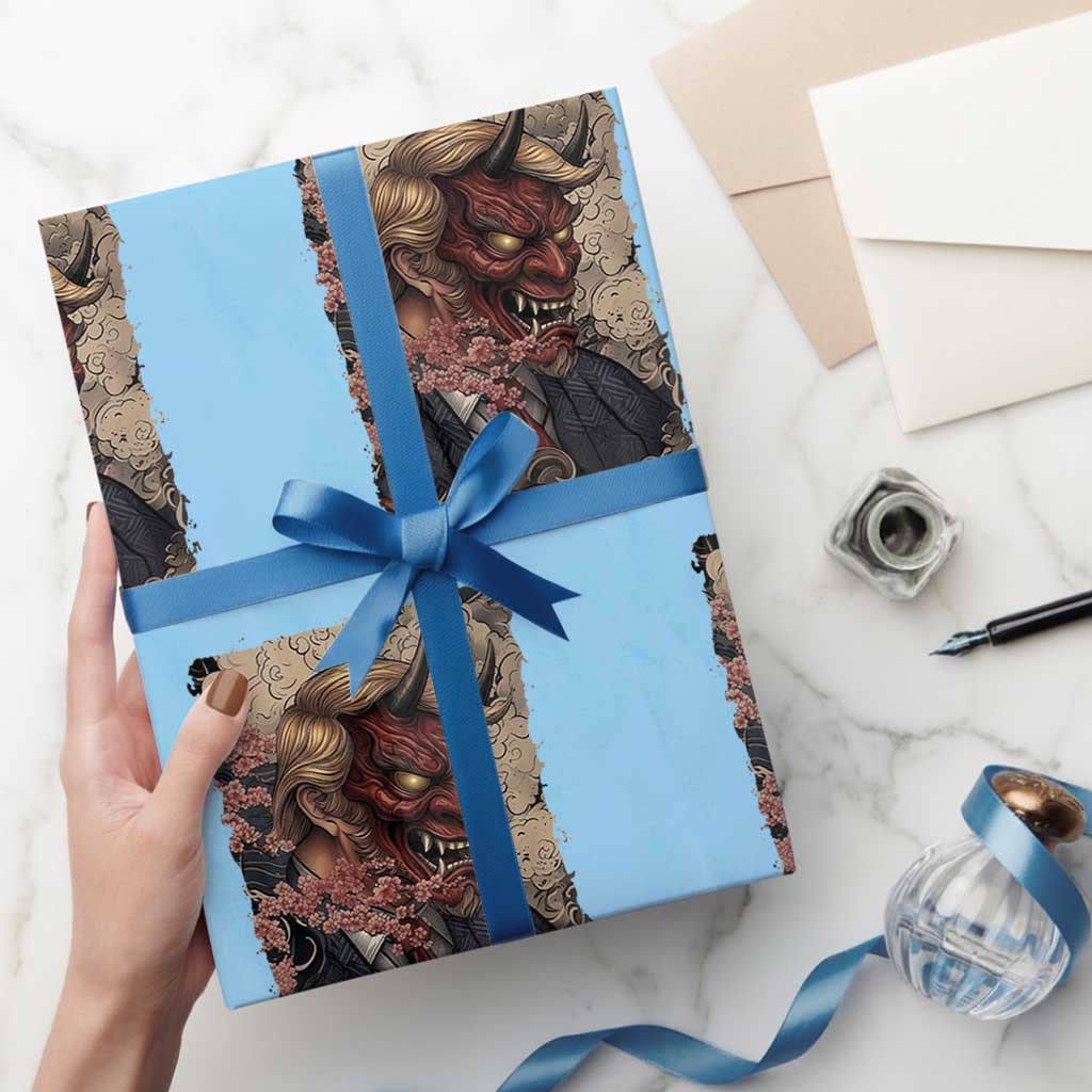 American Leader Oni Mask Japanese Ukiyoe Wrapping Paper Roll Political Parody Graphic