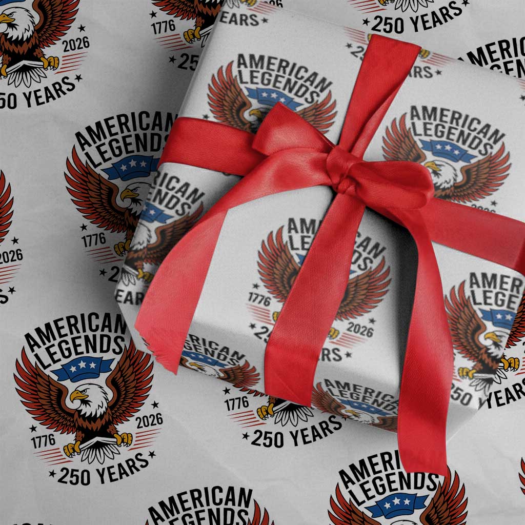 American Legends Eagle Wrapping Paper Roll 250 Years Patriotic Heritage 1776 to 2026 Semiquincentennial - Wonder Print Shop