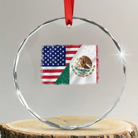 American Mexican Flag Crystal Glass Ornament Mexico Heritage Half Mexican Roots - Wonder Print Shop