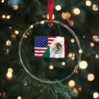American Mexican Flag Crystal Glass Ornament Mexico Heritage Half Mexican Roots - Wonder Print Shop