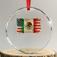 American Mexican Flag Crystal Glass Ornament Mexico Heritage Mexican Roots - Wonder Print Shop