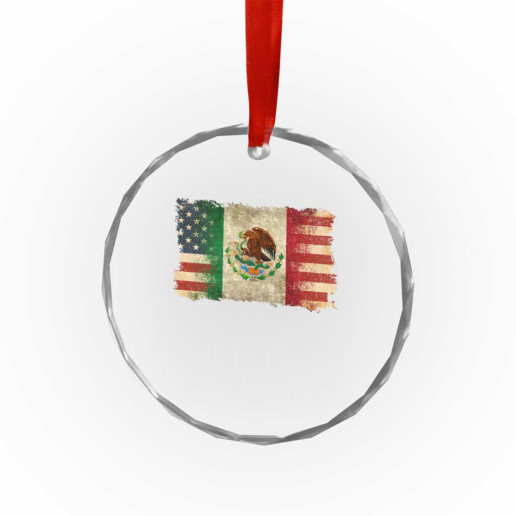 American Mexican Flag Crystal Glass Ornament Mexico Heritage Mexican Roots - Wonder Print Shop