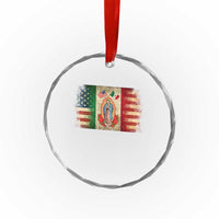 American Mexican Flag Crystal Glass Ornament Virgin Mary Mexico Heritage Mexican Roots - Wonder Print Shop