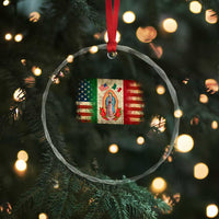 American Mexican Flag Crystal Glass Ornament Virgin Mary Mexico Heritage Mexican Roots - Wonder Print Shop
