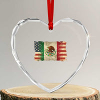 American Mexican Flag Heart Crystal Glass Ornament Mexico Heritage Mexican Roots - Wonder Print Shop