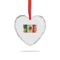 American Mexican Flag Heart Crystal Glass Ornament Mexico Heritage Mexican Roots - Wonder Print Shop