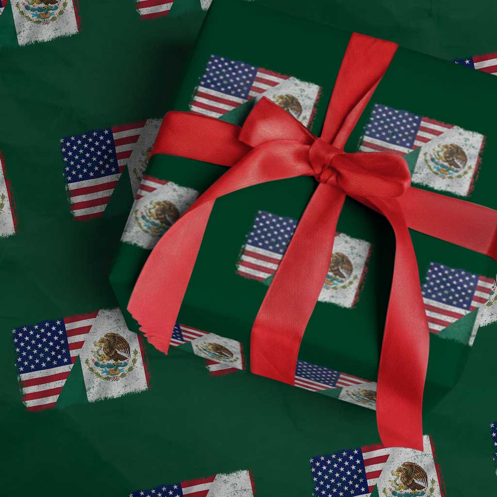 American Mexican Flag Wrapping Paper Roll Mexico Heritage Half Mexican Roots - Wonder Print Shop