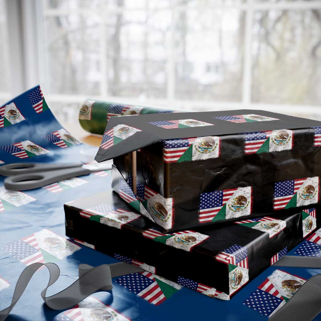 American Mexican Flag Wrapping Paper Roll Mexico Heritage Half Mexican Roots - Wonder Print Shop