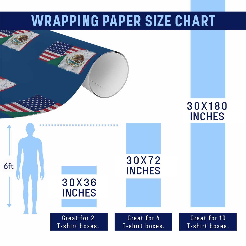 American Mexican Flag Wrapping Paper Roll Mexico Heritage Half Mexican Roots - Wonder Print Shop