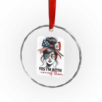 American Mexican Roots Crystal Glass Ornament Messy Bun Mexico America Half American Flag - Wonder Print Shop