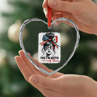 American Mexican Roots Heart Crystal Glass Ornament Messy Bun Mexico America Half American Flag - Wonder Print Shop