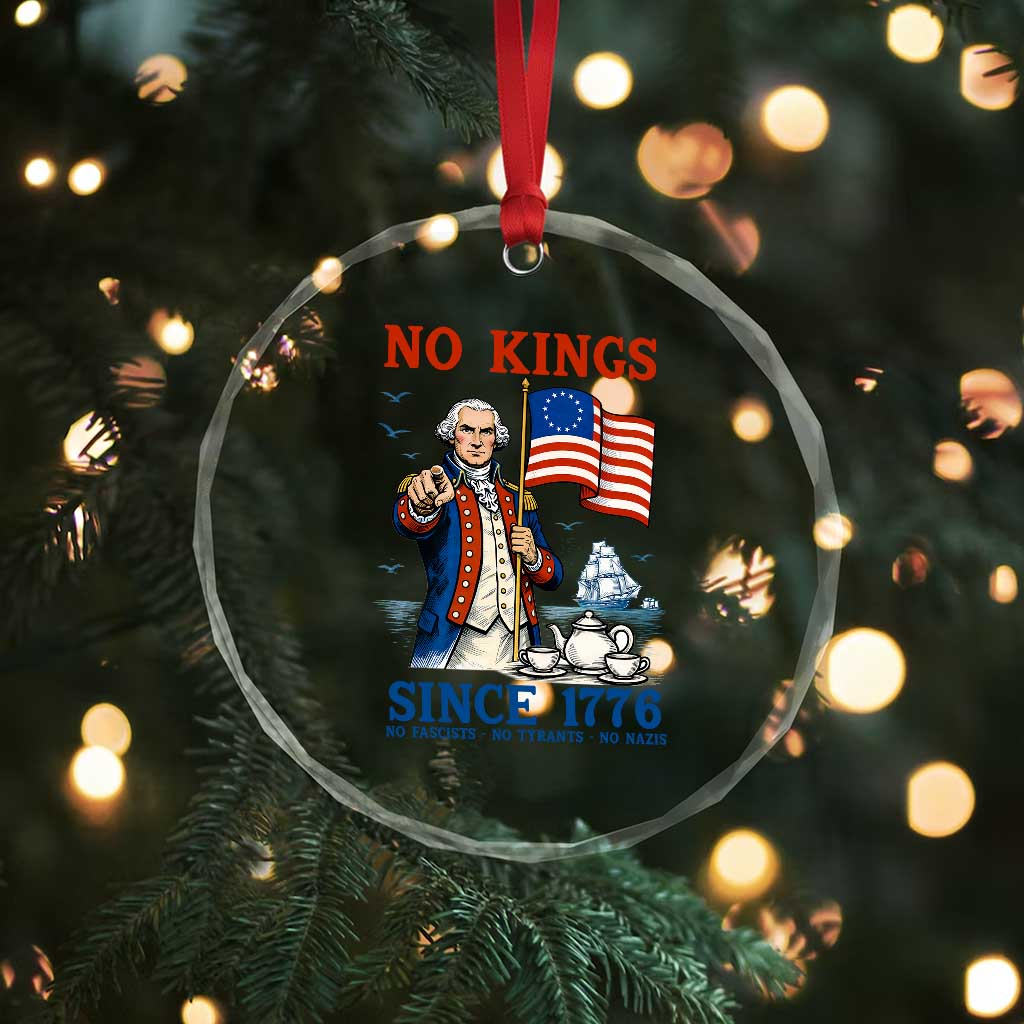 American Patriot George Washington No Kings Crystal Glass Ornament Political Humor Gift