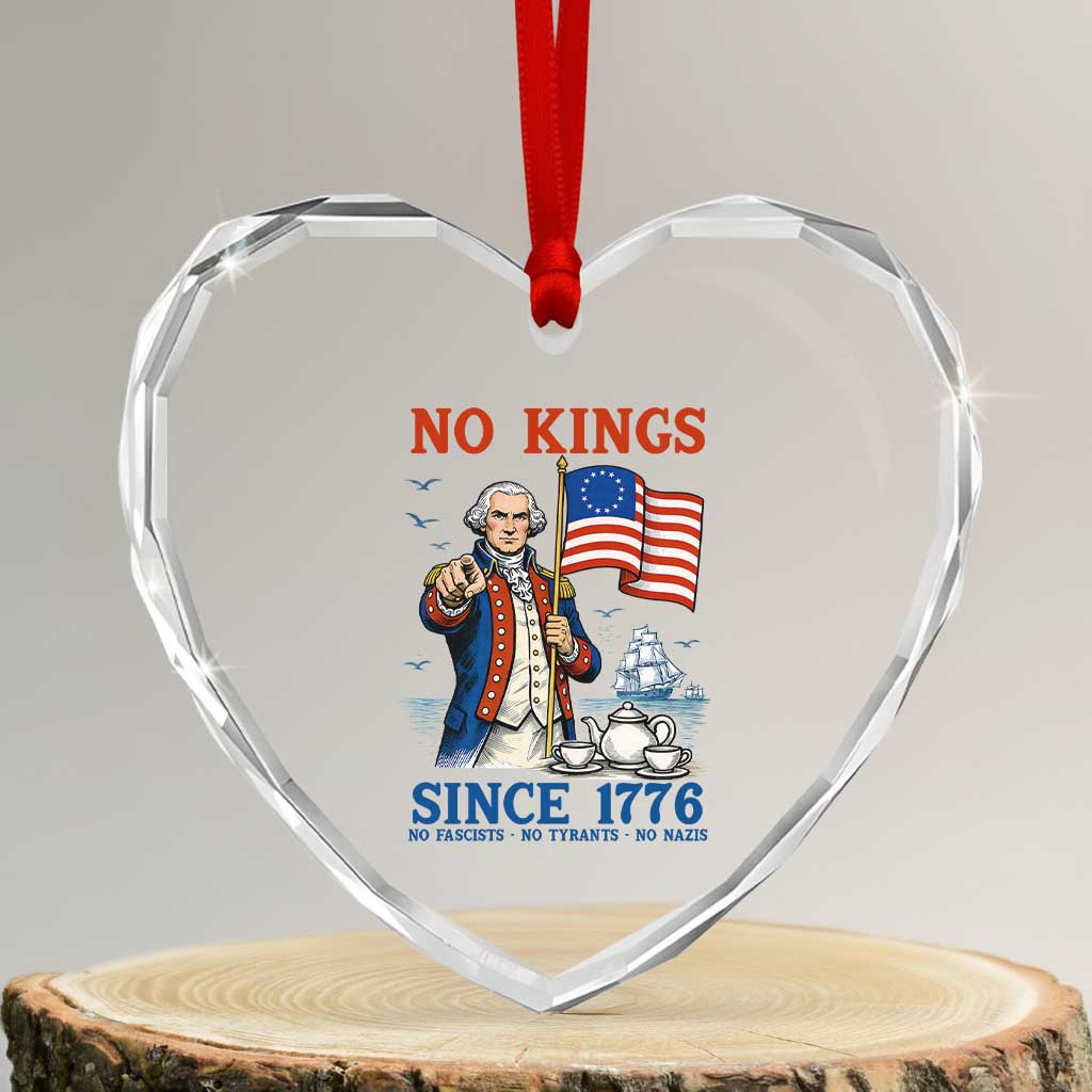 American Patriot George Washington No Kings Heart Crystal Glass Ornament Political Humor Gift